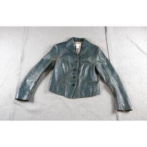 Dries Van Noten 40 Womens Jacket Green Blue Lambs Leather Vintage 1990s